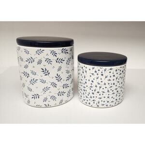 Kirkland's Home Blue Blooms 2pc Floral Canister